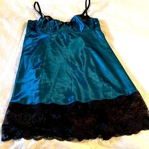 Turquoise night gown with built in underwire bra.